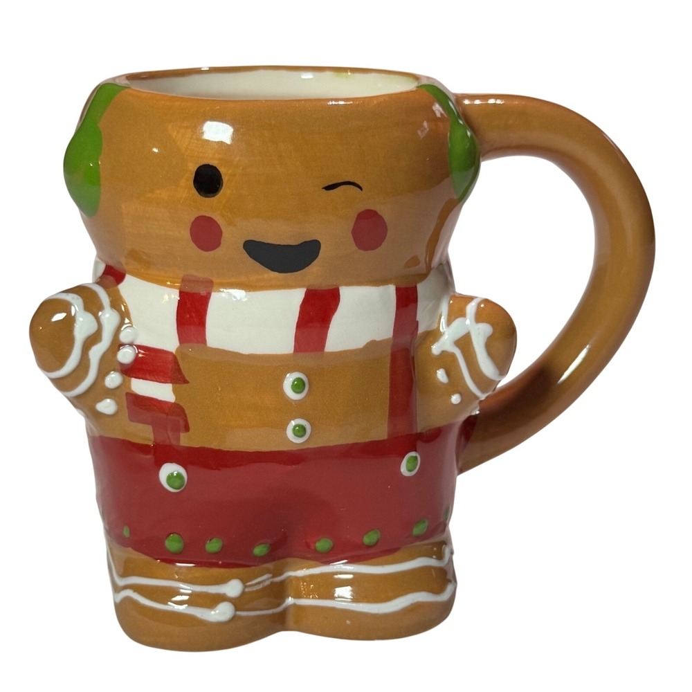 Wondershop Winking Gingerbread Man Christmas Mug Earthenware Brown Red